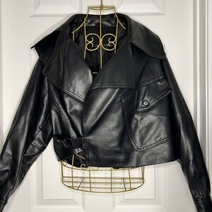 SHEIN Black vegan Leather Women's Jacket